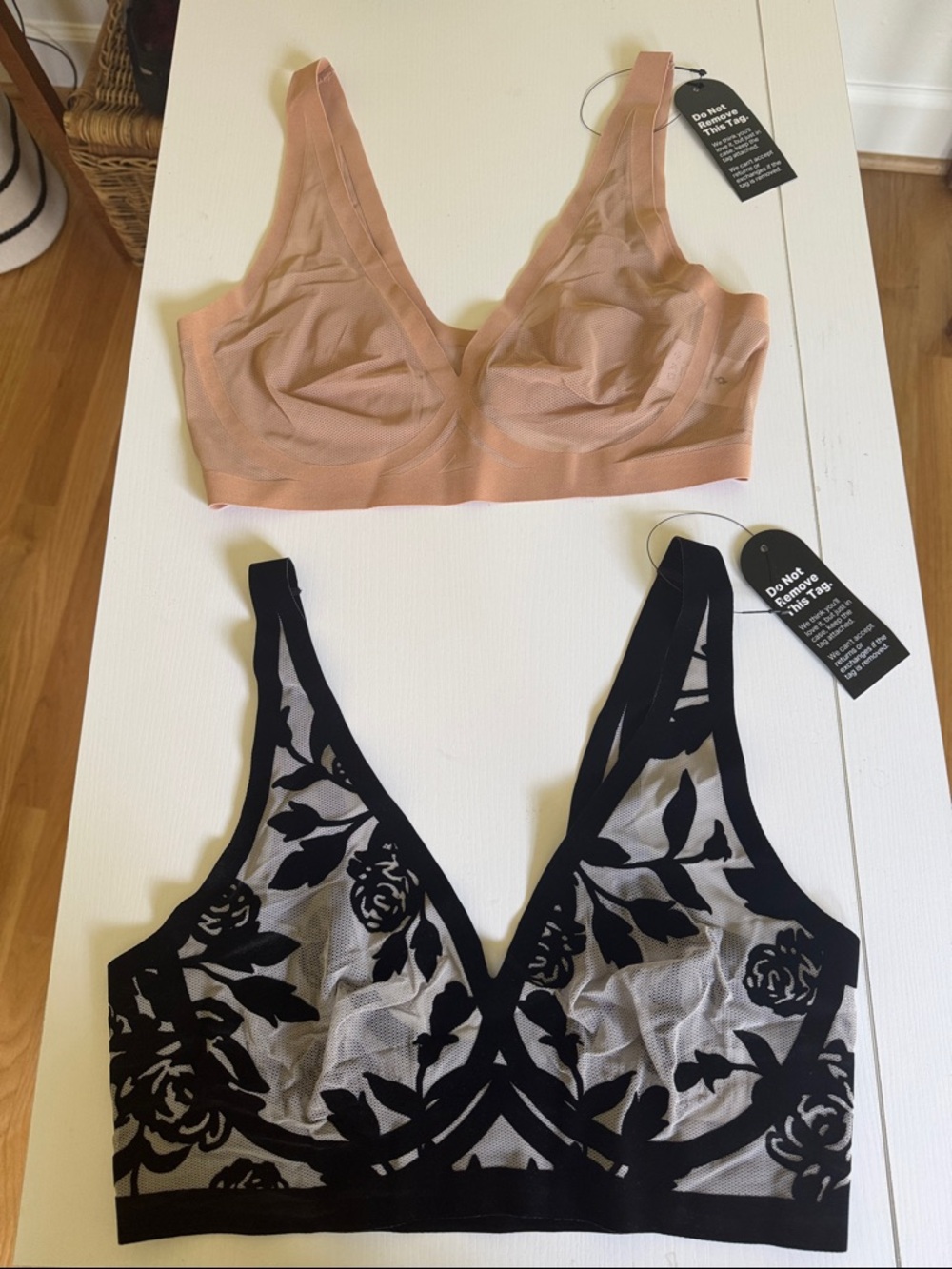 Lot 2 BNWT EBY sheer bralettes size Medium (champagne and madam noir)